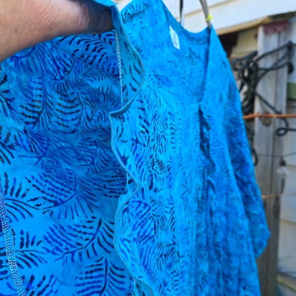 Mexicali Blues Batik BLUE & Turquoise cover up RUFFLE boho one size - Picture 3 of 5